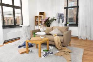 Messy home apartment home in New York, NY.