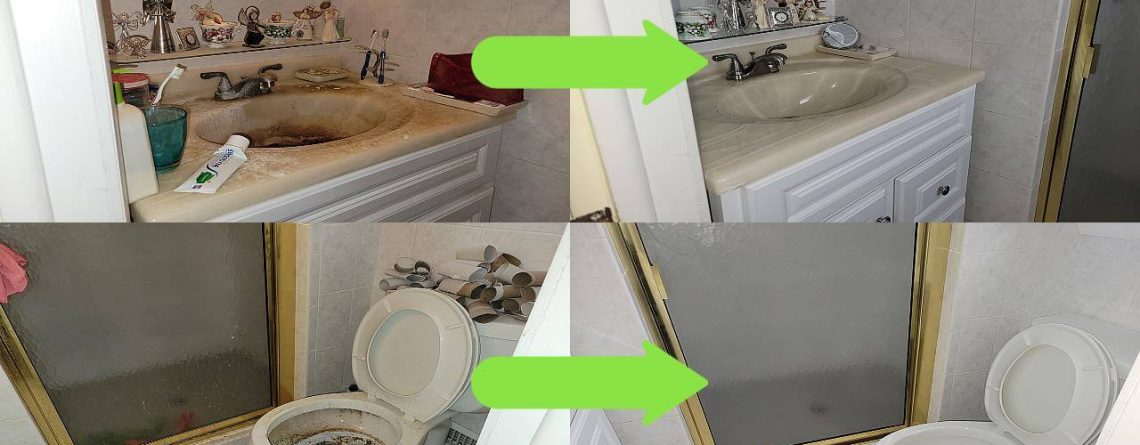 Bathroom Deep Cleaning comparison showing before and after results