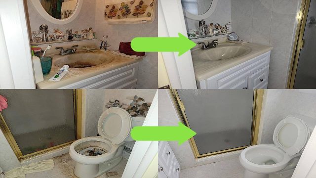 Bathroom Deep Cleaning comparison showing before and after results